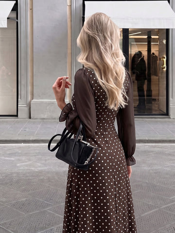 Vintage Polka Dot Square Neck Dress