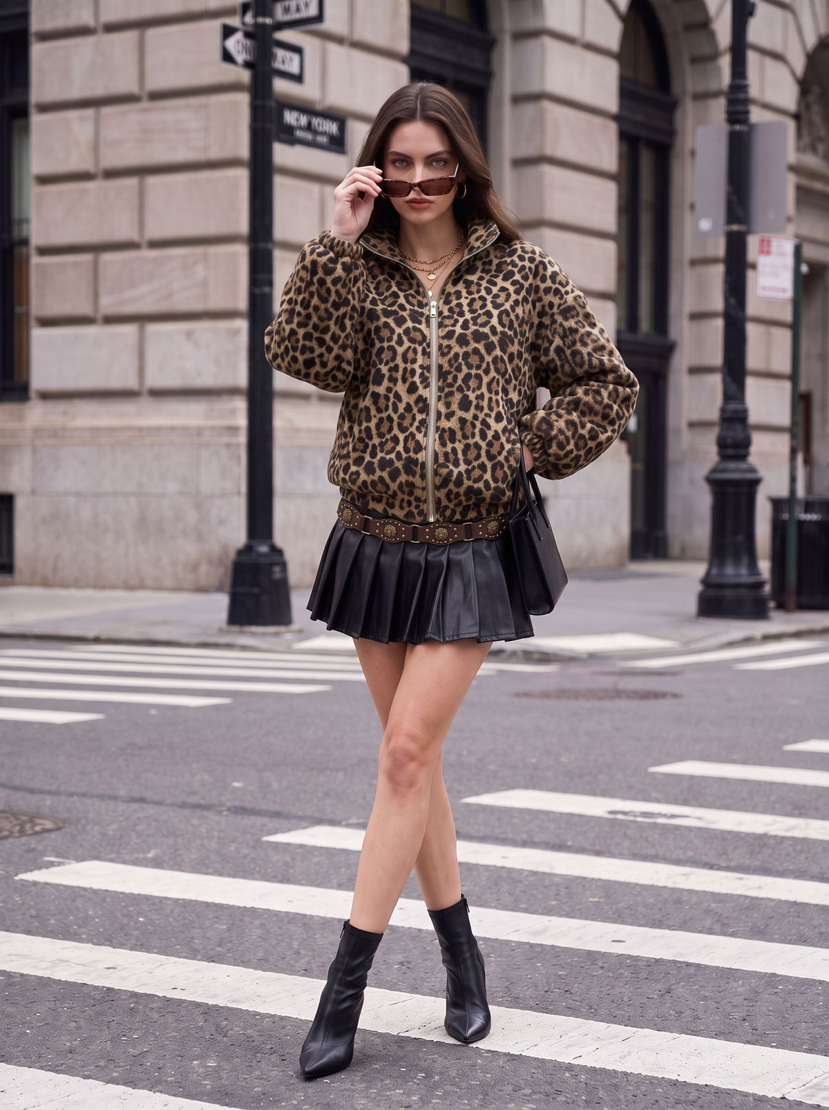 Leopard Print Zip Up Jacket