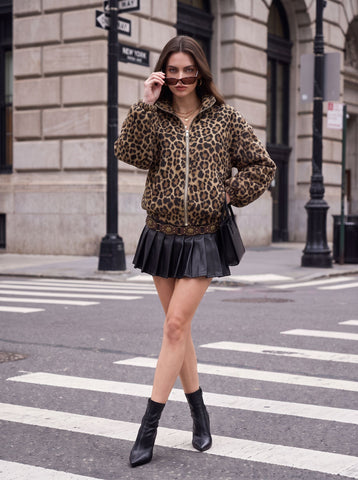 Leopard Print Zip Up Jacket
