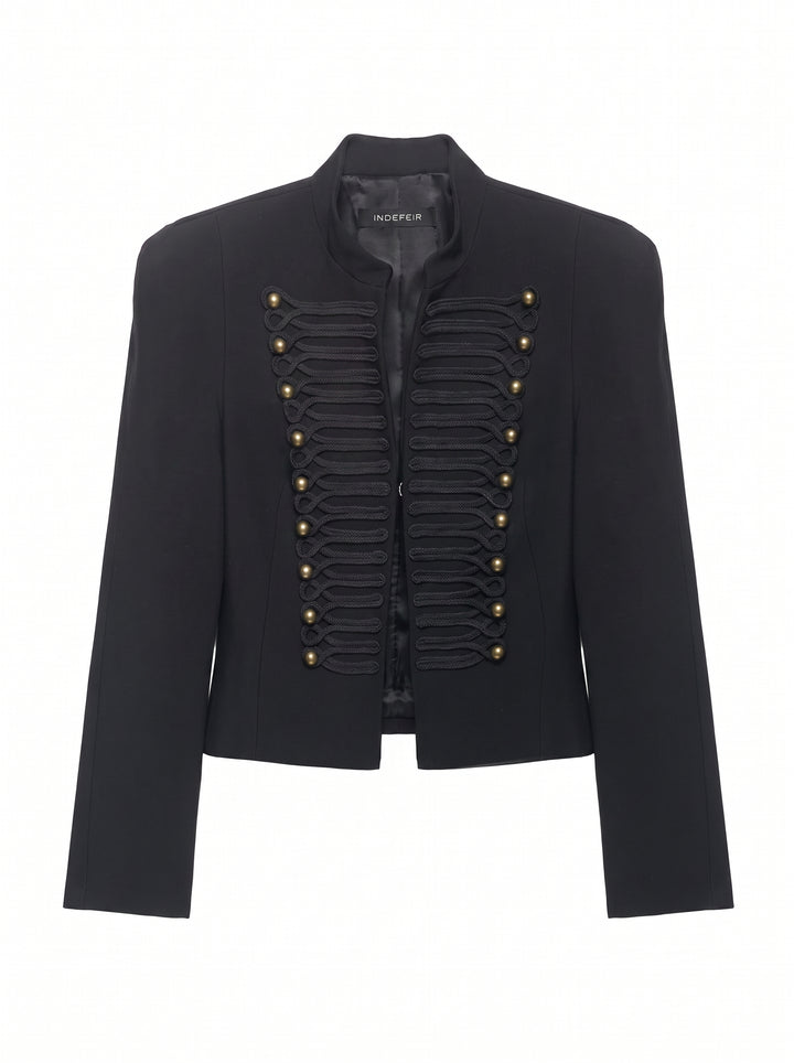 Elegant Military Inspired Cropped Jacket