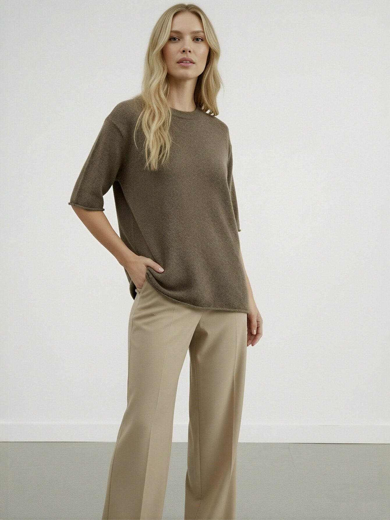 Cozy Relaxed Fit Short Sleeves Casual Sweater