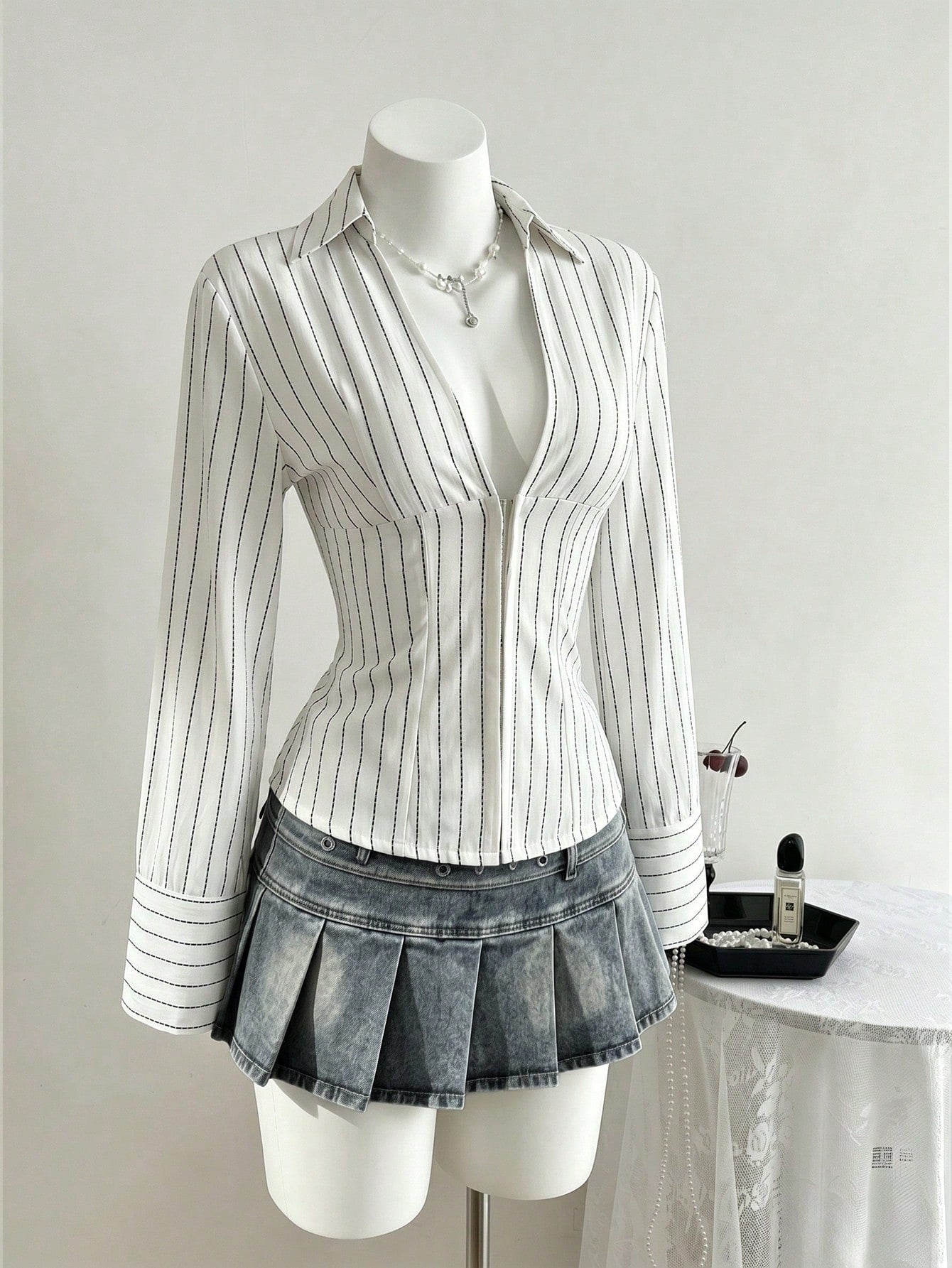 Slim Fit Striped Button Down Shirt