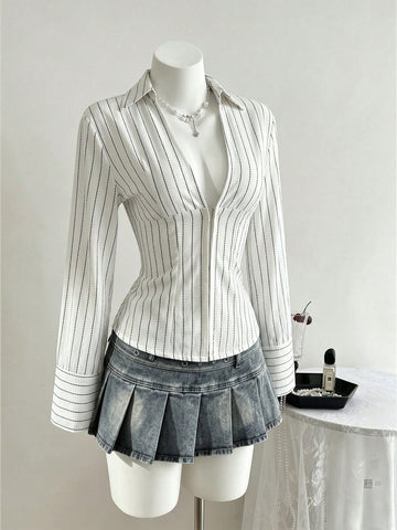 Slim Fit Striped Button Down Shirt