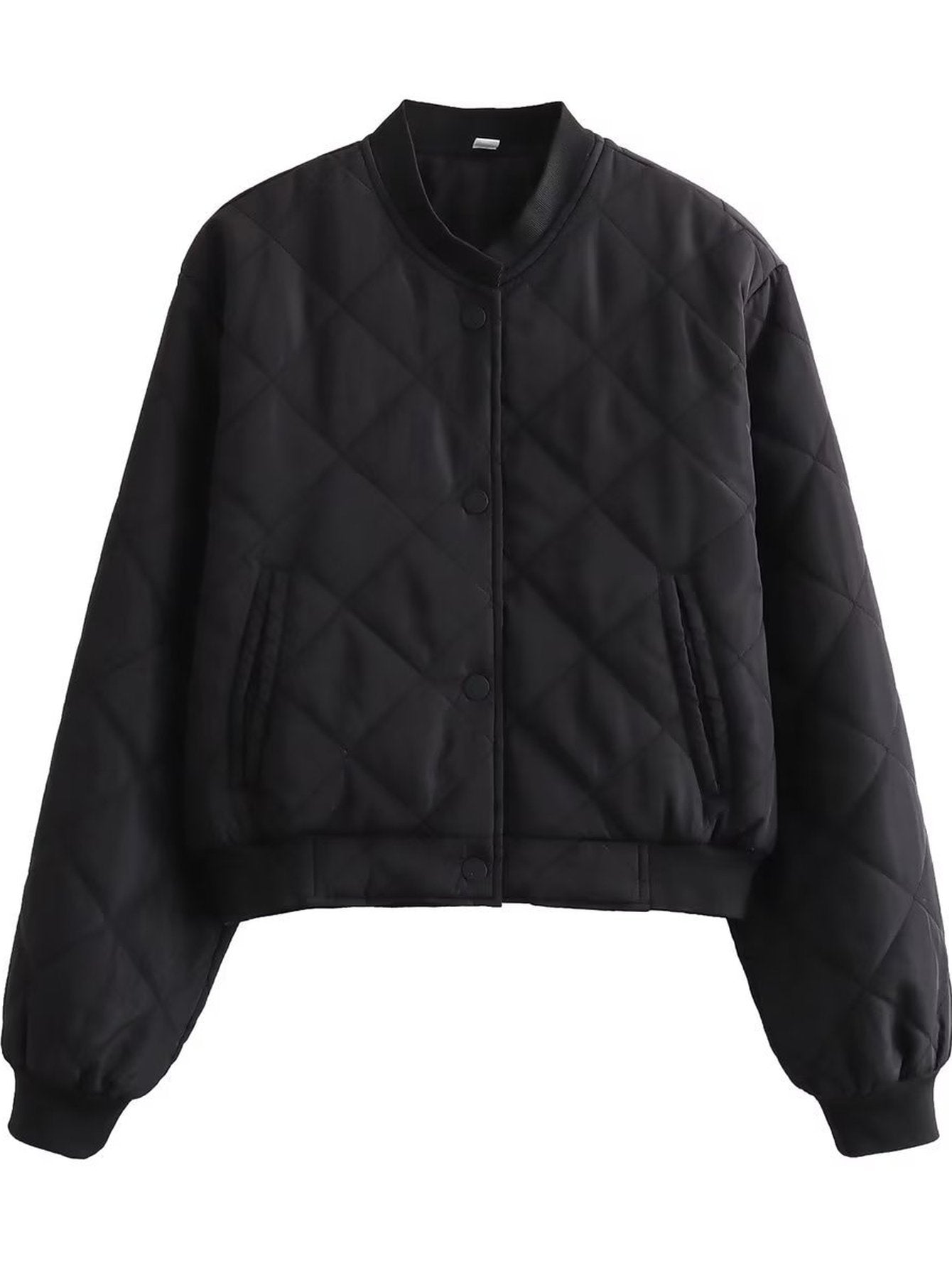 Lightweight Quilted Snap Button Bomber Jacket