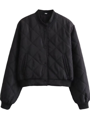 Lightweight Quilted Snap Button Bomber Jacket