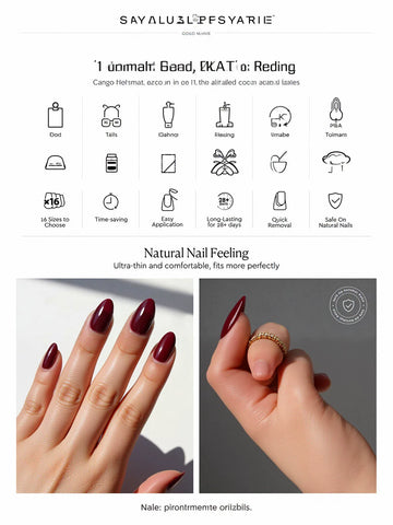 Glossy Burgundy Almond Press On Nails