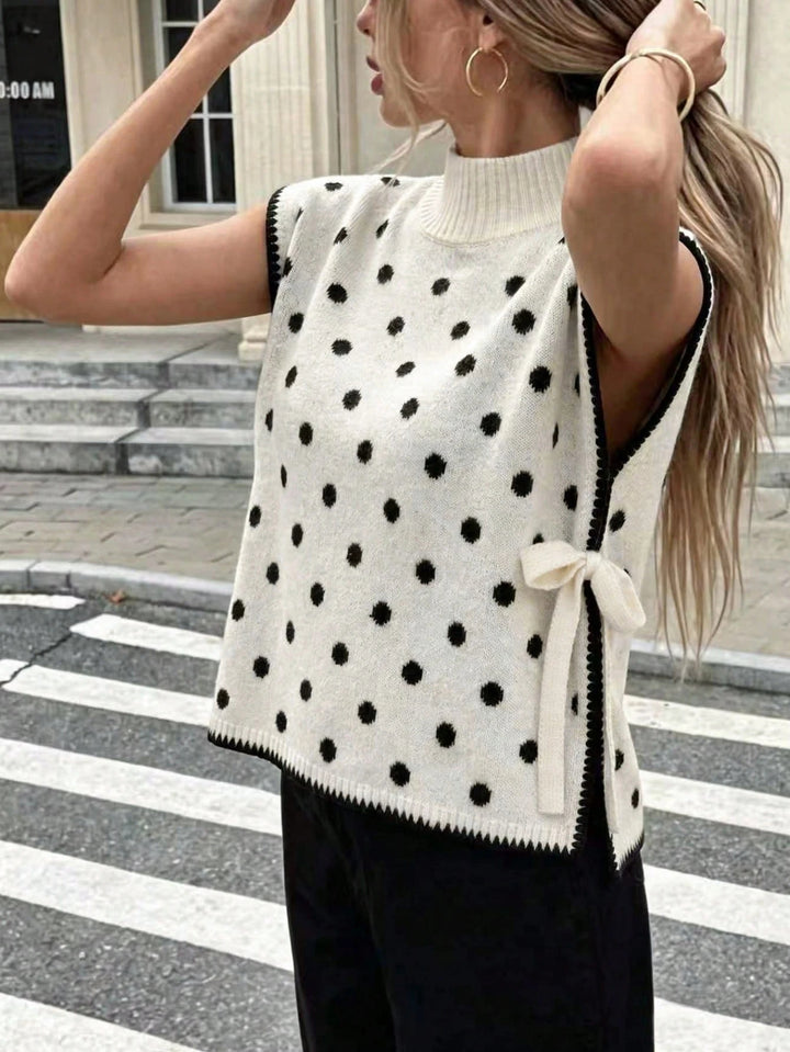 Polka Dot Bow Detail Knit Vest