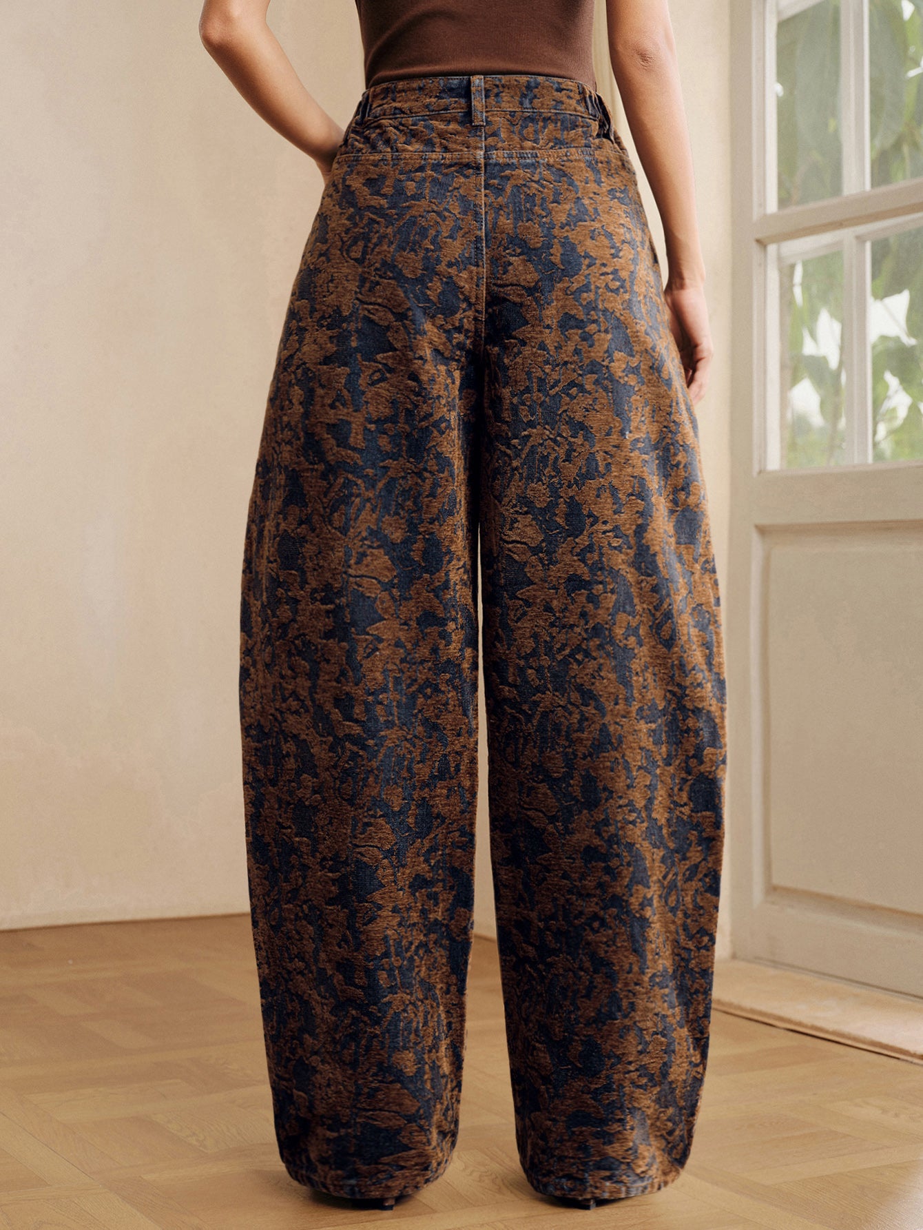 High Waisted Floral Print Jeans