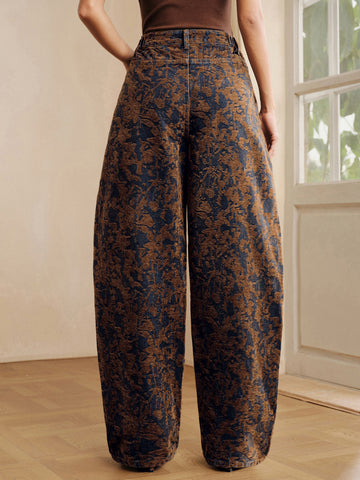 High Waisted Floral Print Jeans