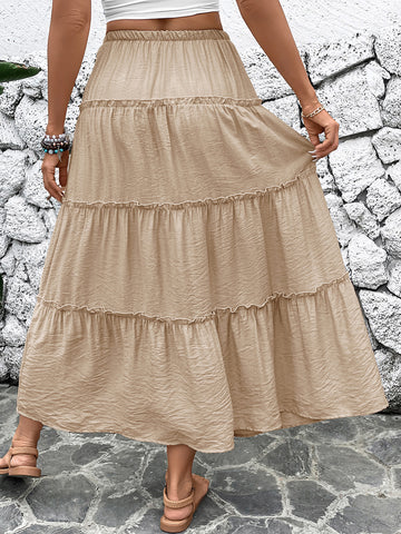 Ruffled-Hem Bohemian Midi Skirt