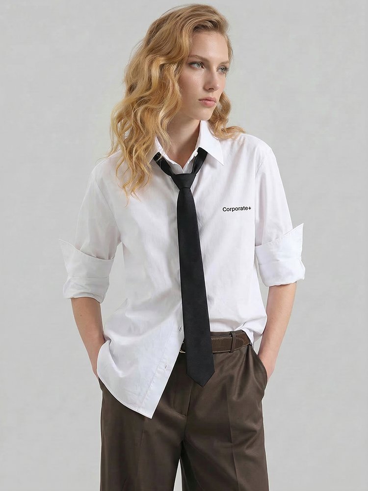 MO&Co.Include Tie Cotton Shirt