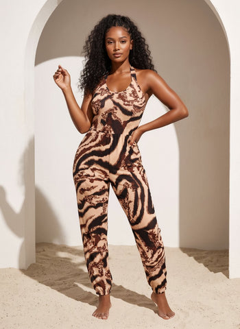 Tiger Stripe Print Jumpsuit