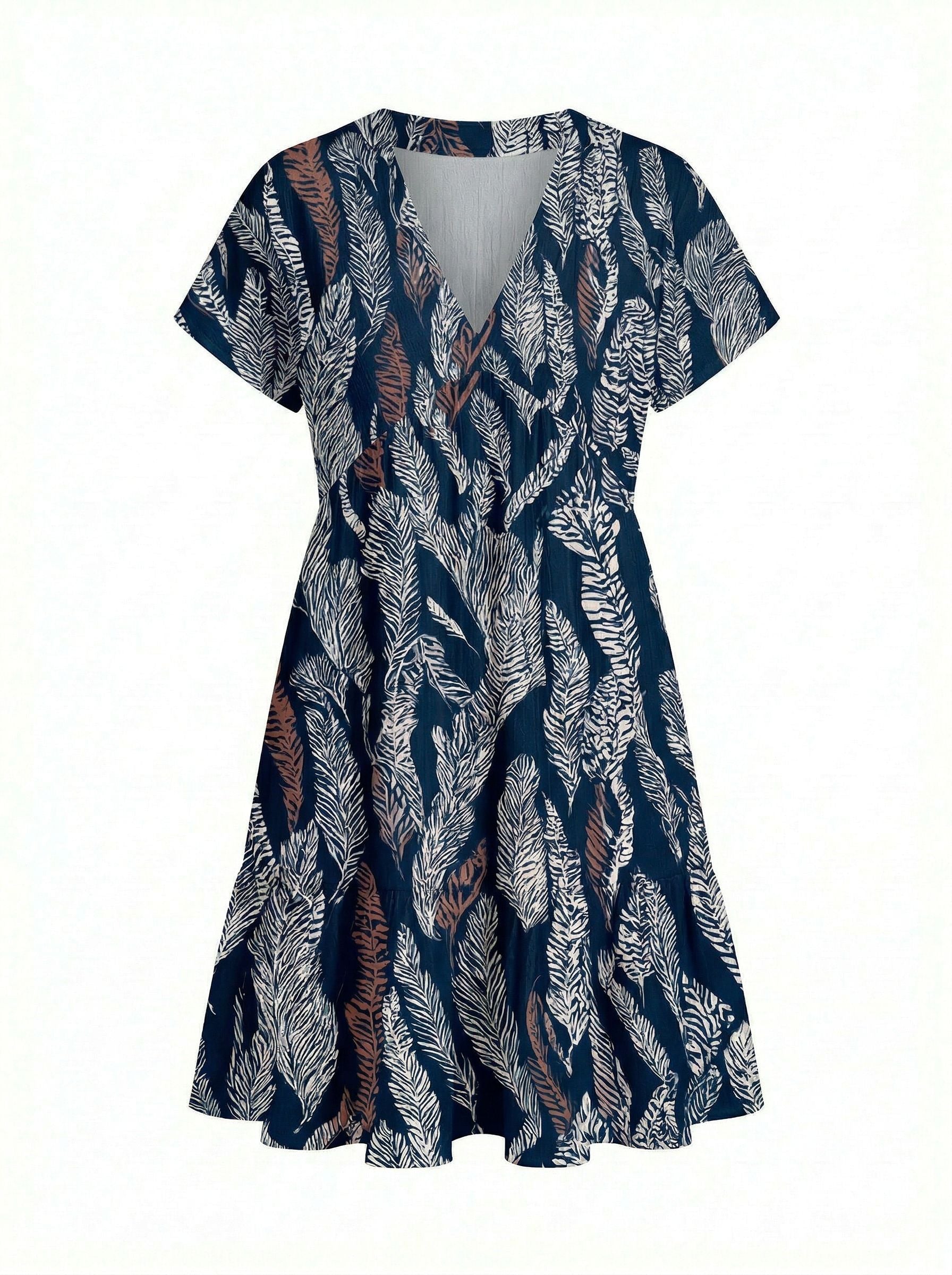 Floral Print V Neck Tiered Babydoll Mini Dress