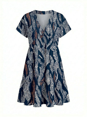 Floral Print V Neck Tiered Babydoll Mini Dress