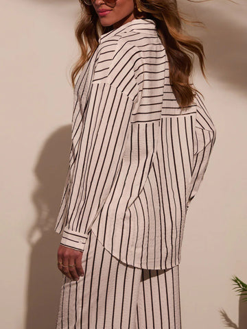 Oversized Striped Button Down Pants Set