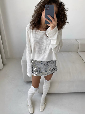 Sparkly Black Sequin Mini Skirt