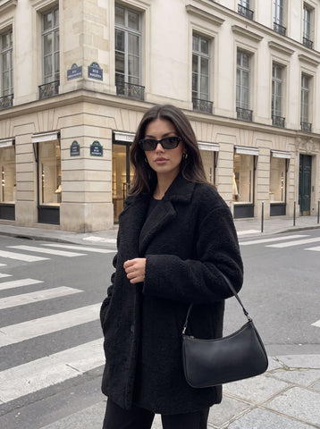 Cozy Oversized Black Teddy Coat