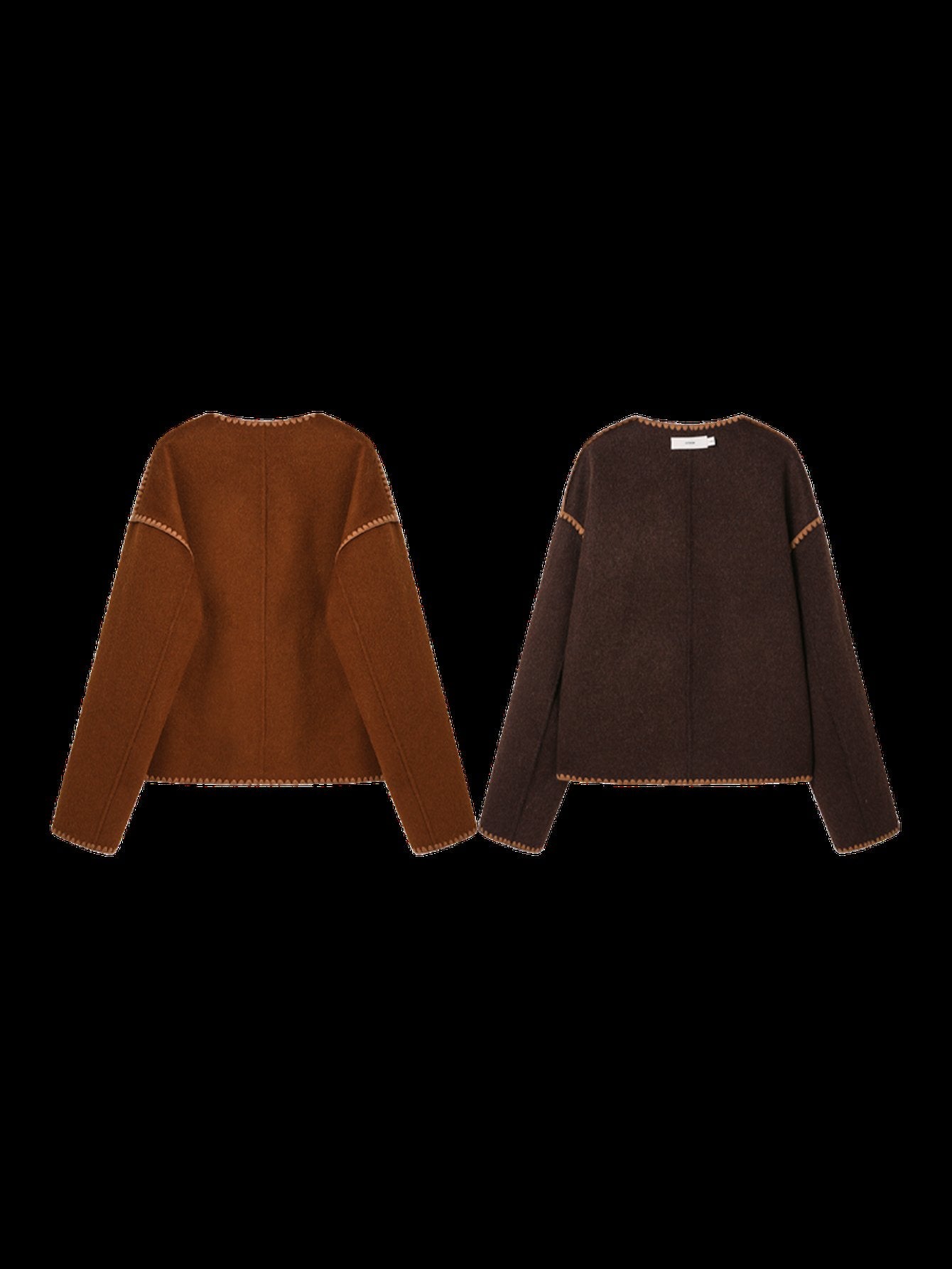 Contrast Trim Wool Blend Coat