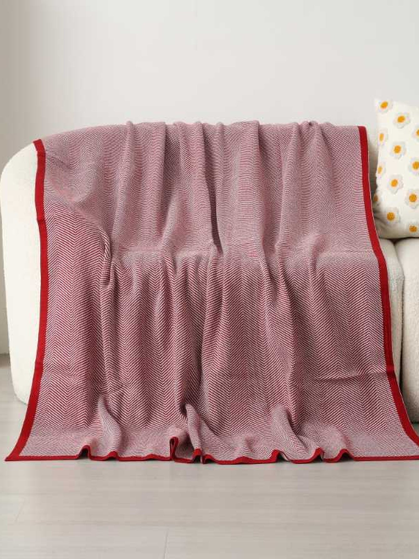 Soft Herringbone Cotton Throw Blanket