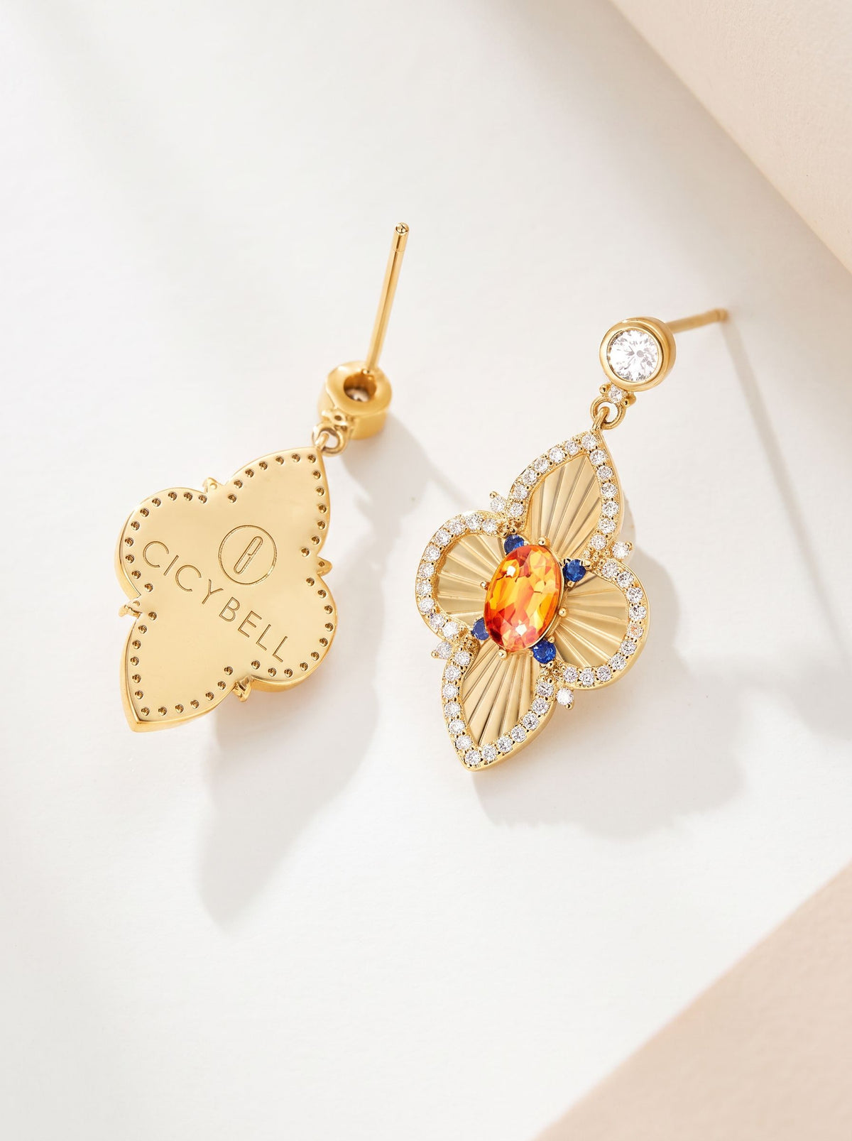 Elegant Floral Gemstone Dangle Earrings