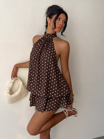 Polka Dot Halter Mini Dress
