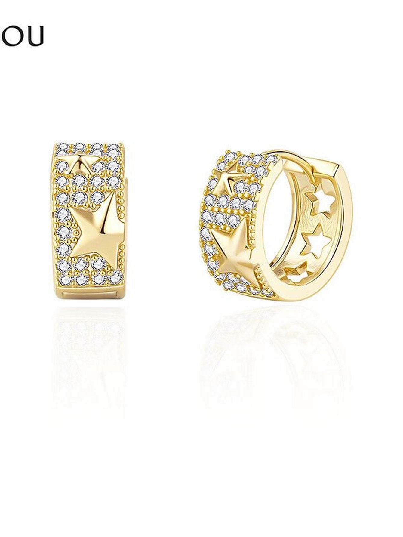 Sparkling Star Pave Huggie Hoop Earrings