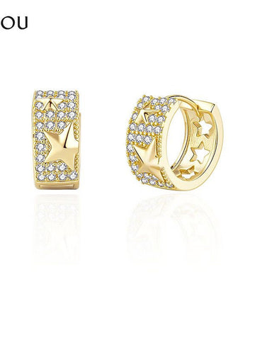 Sparkling Star Pave Huggie Hoop Earrings