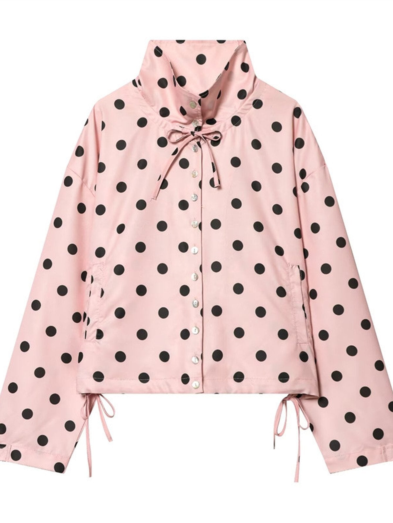 Cute Polka Dot Stand Collar Jacket