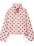 Cute Polka Dot Stand Collar Jacket