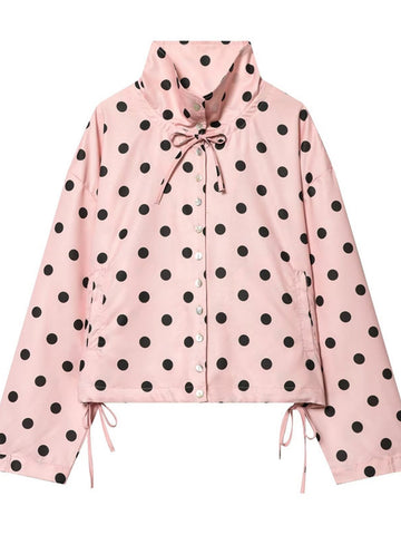 Cute Polka Dot Stand Collar Jacket