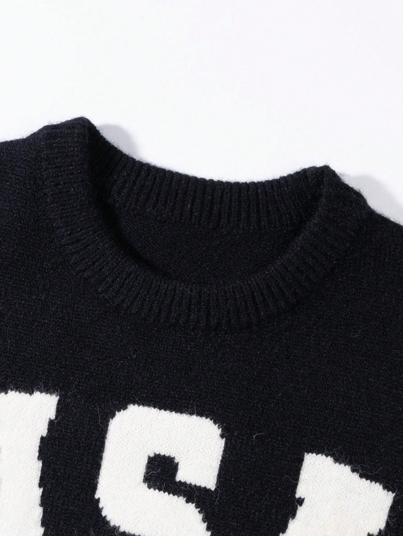 Oversized USA Graphic Knit Pullover Sweater