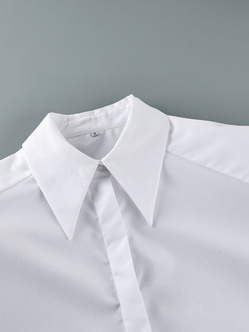 Padded Shoulder Oversized Button Down Shirt