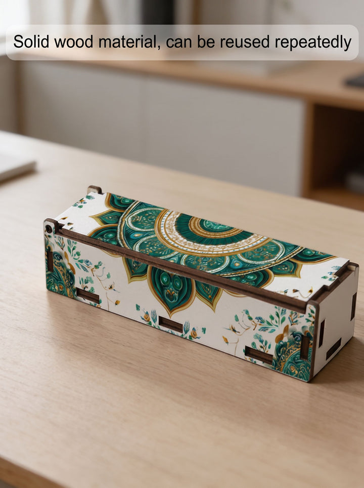 Teal and Gold Mandala Pattern Storage Box