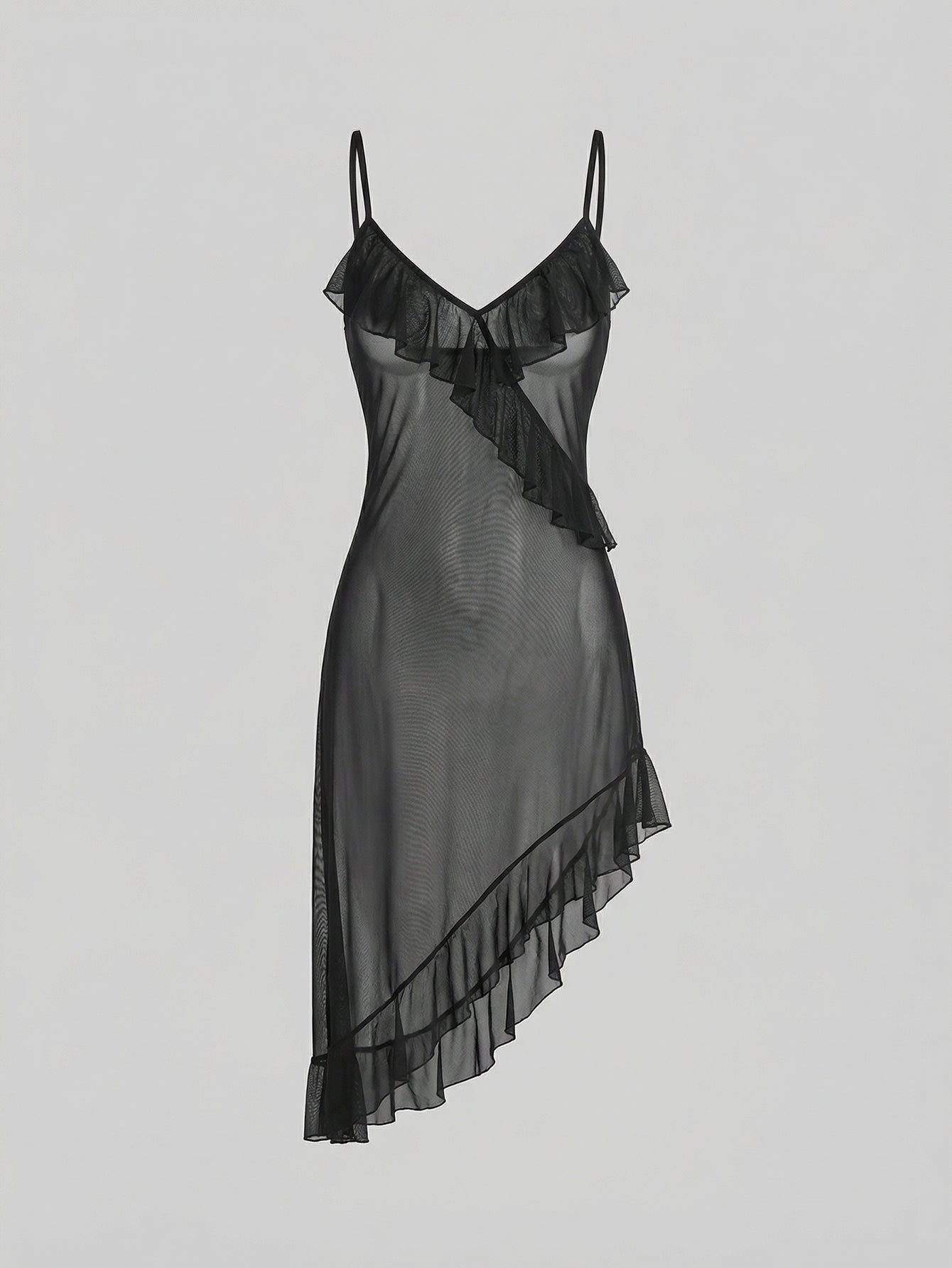 Ruffle Trim Boudoir Nightgown With a Matching Thong
