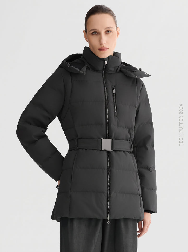 Belted Hooded Warm Puffer Jacket