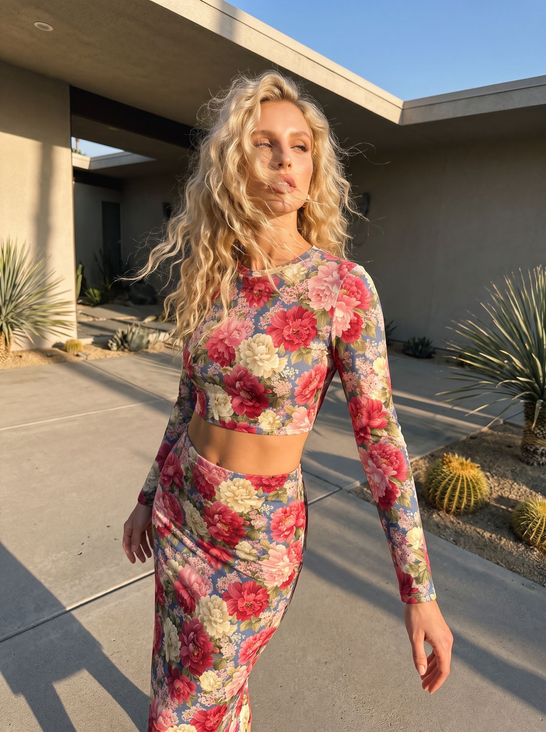 elainefox536's Peony Print Dress Set