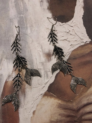 Edgy Gothic Fish Bone Earrings