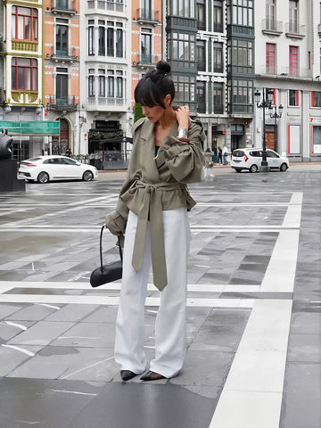 Oversized Belted Cropped Trench Coat