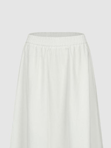 Urban Revivo Pull On Denim Midi Skirts-White