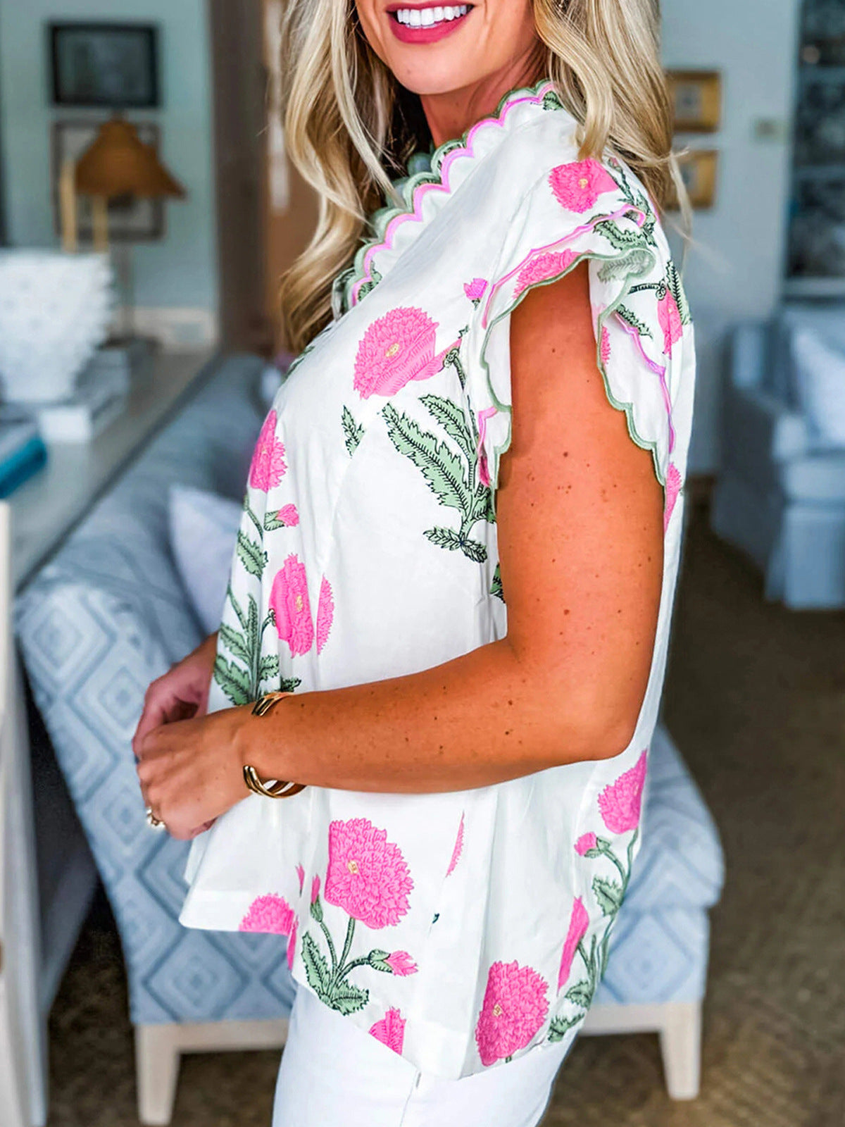 Scallop Edge Elegant Blouse