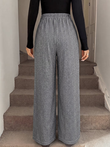 High Waisted Pinstripe Wide Leg Pants