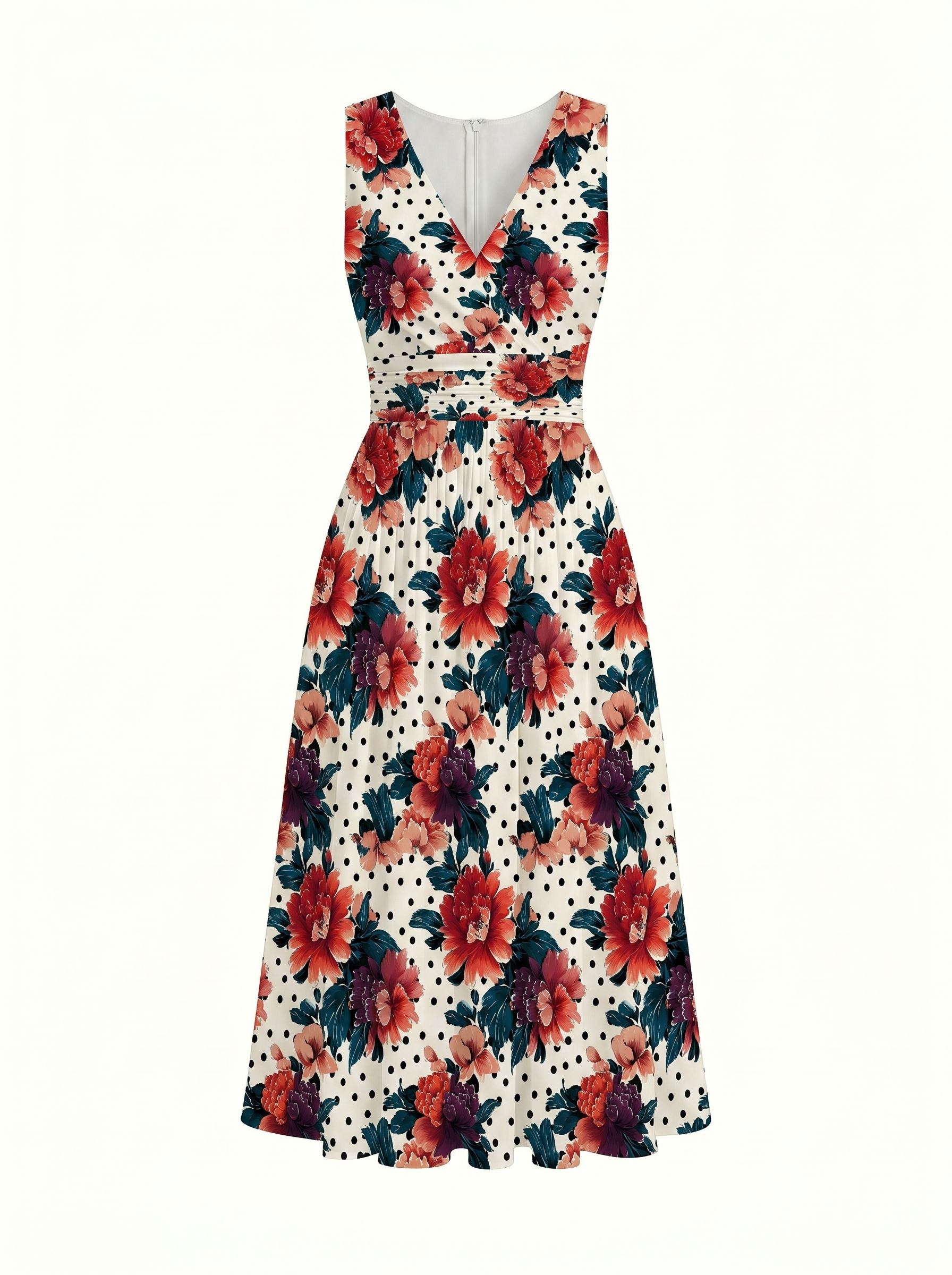 CORINNE
Floral Print V Neck A Line Midi Dress