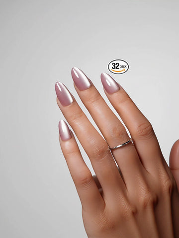 Shimmering Pink Cat Eye Press On Nails