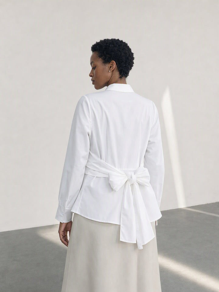 Ruched Waist Button Down Shirt