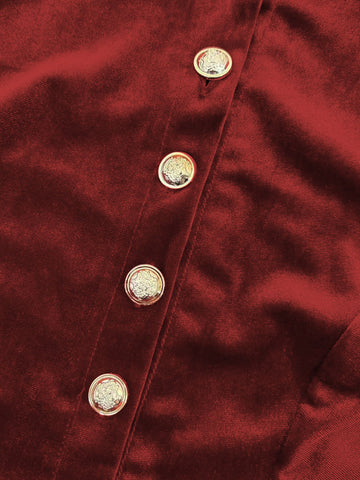 Elegant Velvet Button Up Maxi Dress