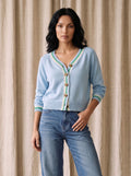 Cropped Varsity Trim Knit Cardigan