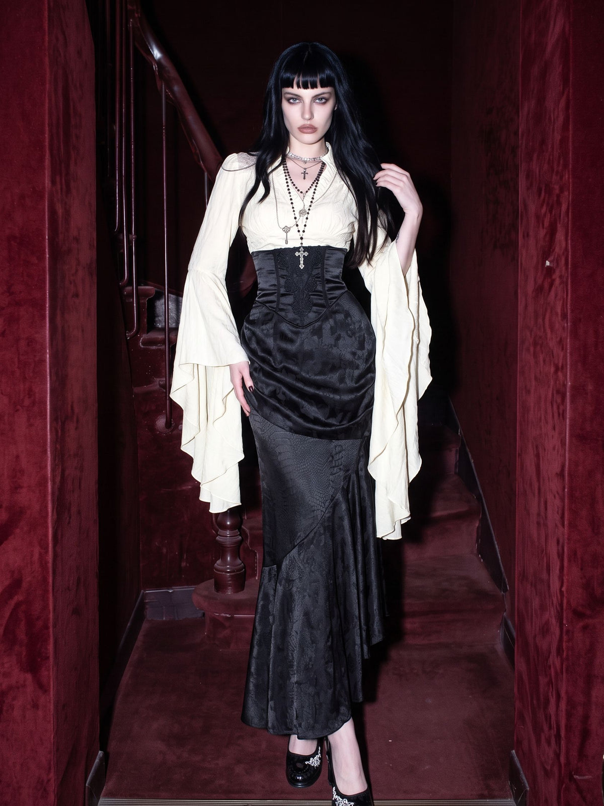 Gothic Corset High Waist Maxi Skirt