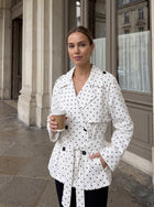 Polka Dot Belted Cropped Jacket
