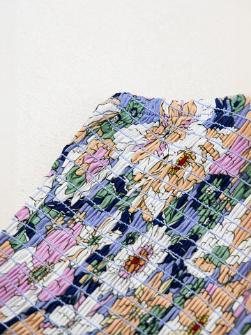 Smocked Floral Wide Leg Jumpsuit