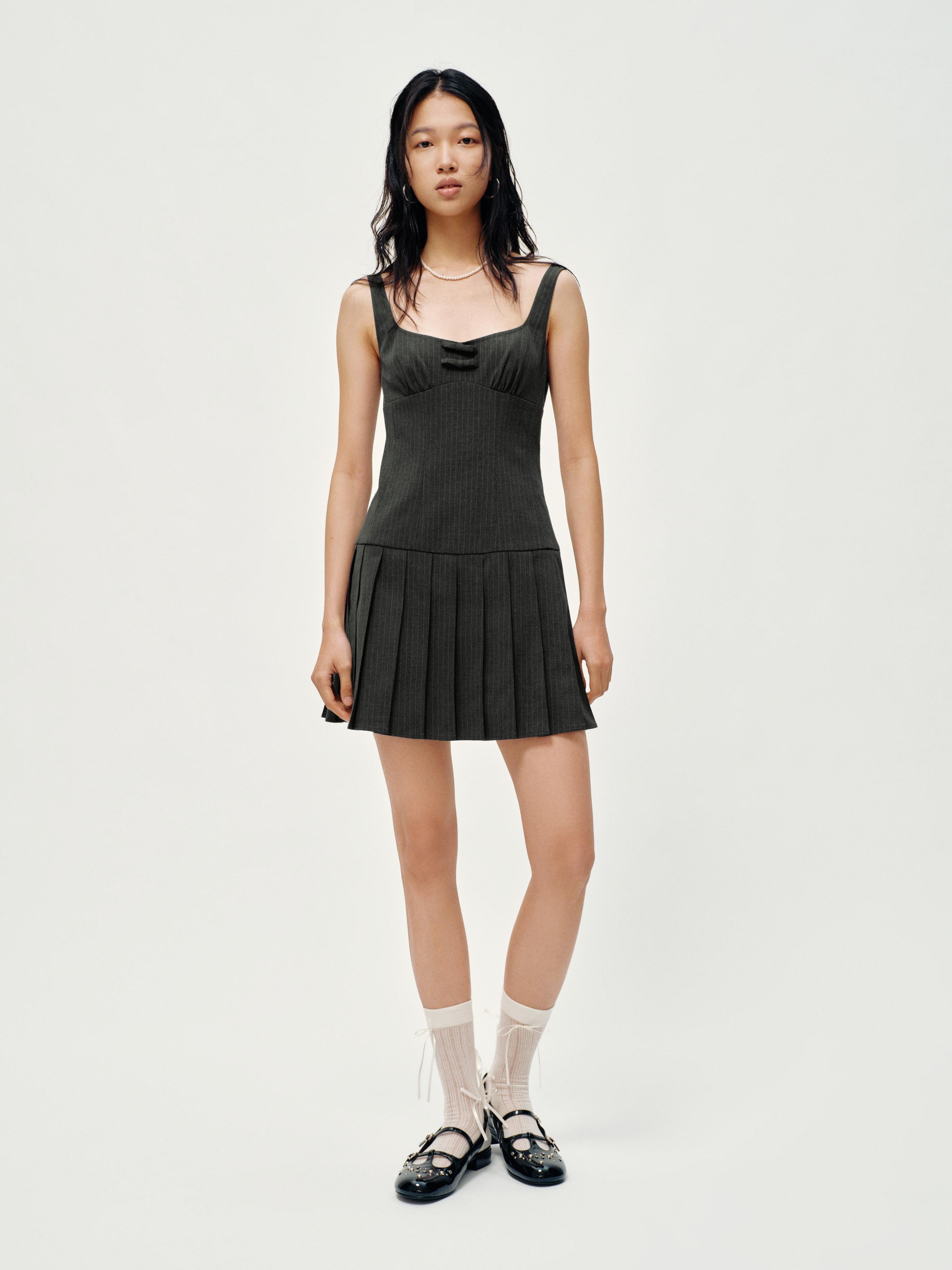 Urban Revivo Strappy Striped Pleated Mini Dresses